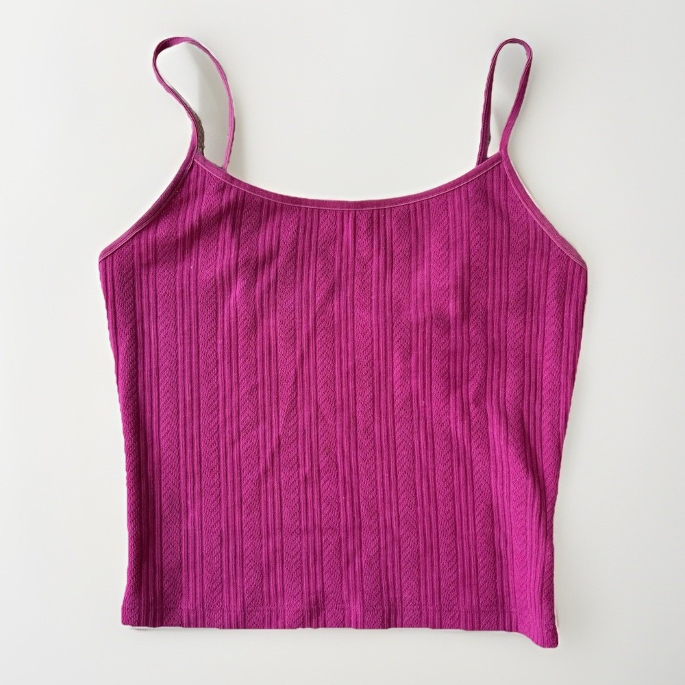 American Eagle Y2K Pink Tank Crop Stretch Adjustable Spaghetti Straps Women's S